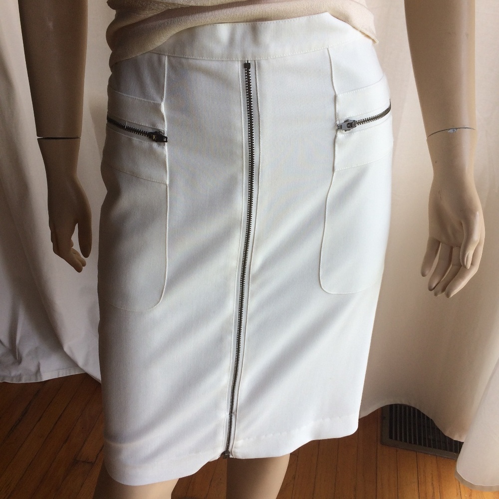 White Skirt with Zipper Front